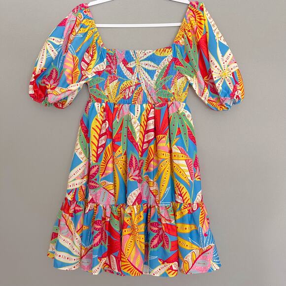 Flying Tomato Blue and Pink Puff Sleeve Sundress - Picture 7 of 13